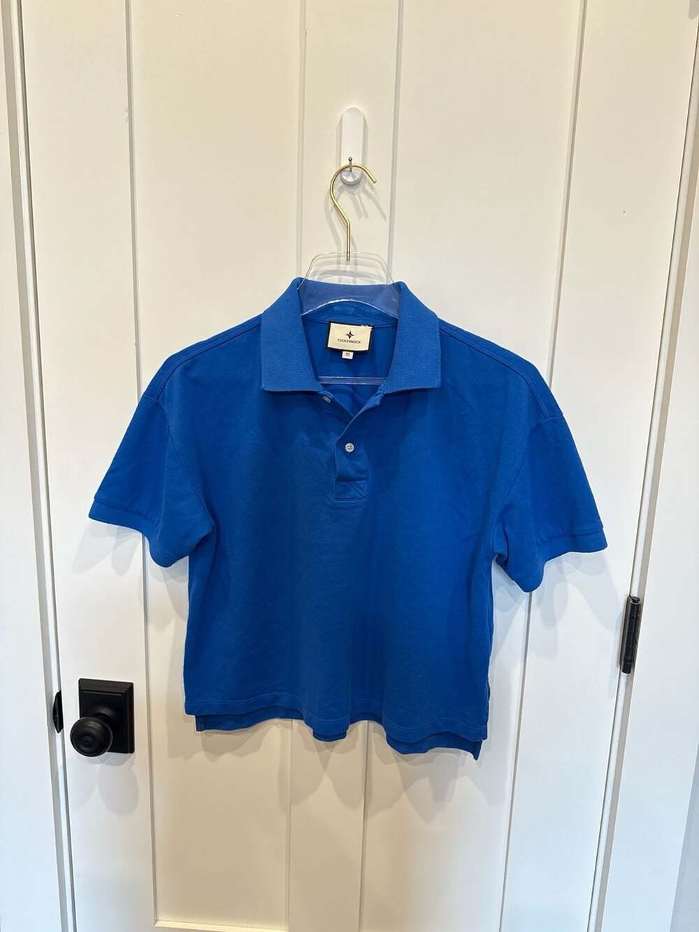 Tuckernuck Royal Blue Boxy Cropped Polo Shirt, Size XS